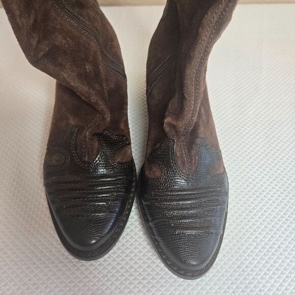 Franco Sarto Brown Suede Leather Western Boots Womens Size 5.5 - Picture 4 of 10